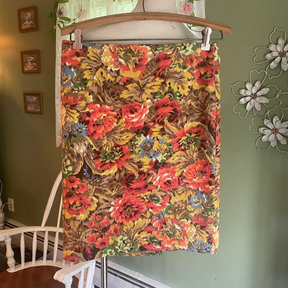 Talbots Red and Brown Mini Pencil Skirt Casual